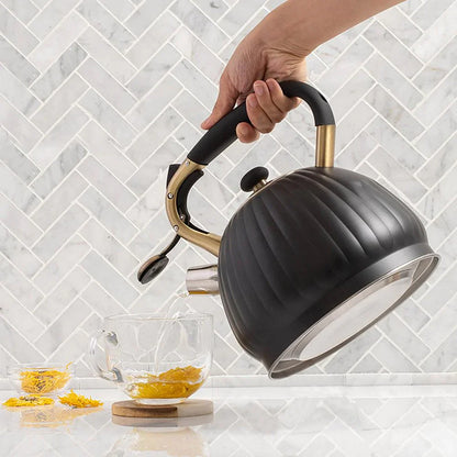 3.5L Whistling Black Pumpkin Shape Tea Kettle