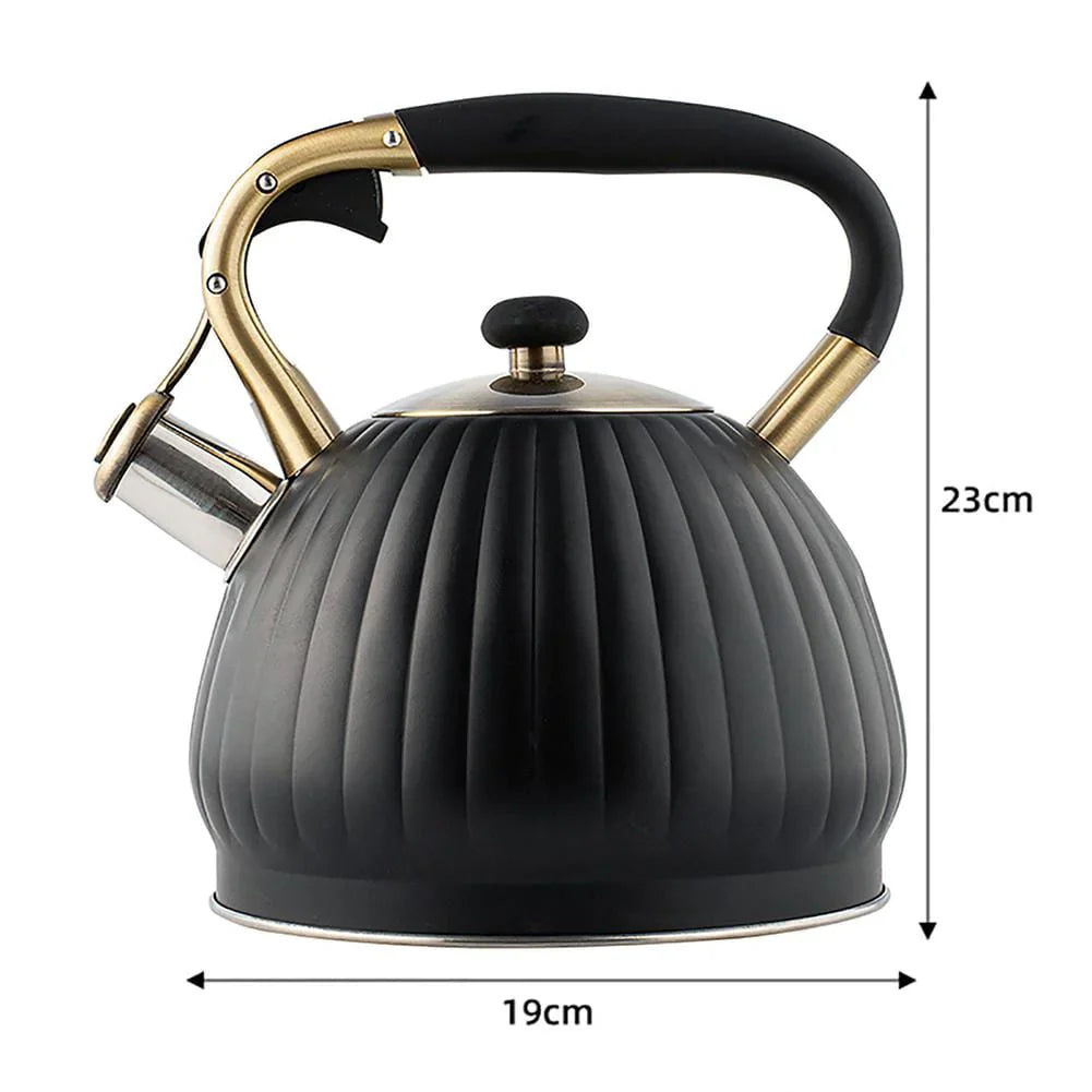 Bouilloire à thé sifflante en forme de citrouille noire, 3,5 L