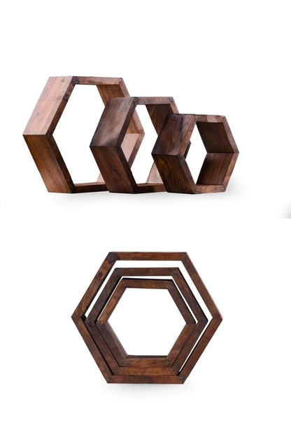 3 Pieces Hexagonal Wall Rack