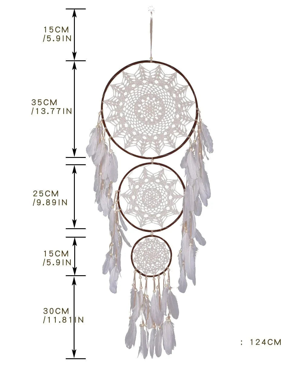 3 Rings Circle Large Boho Dream Catcher