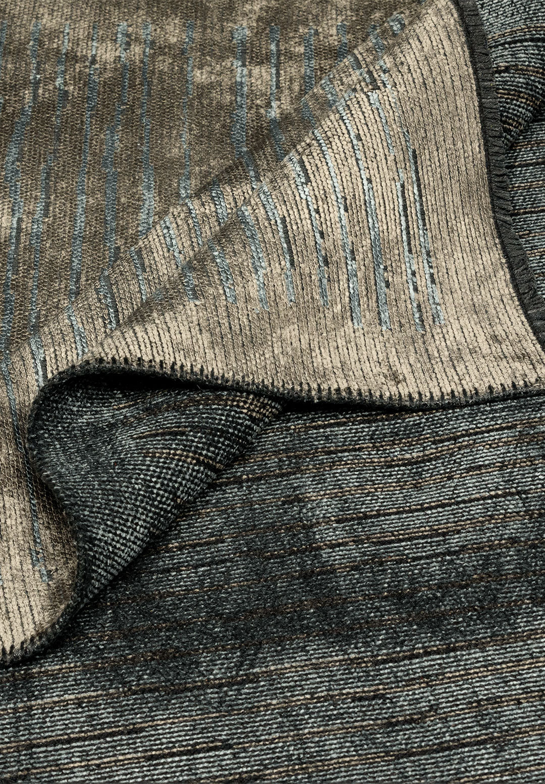 Stripe Blue - Beige - Dark Grey Rug