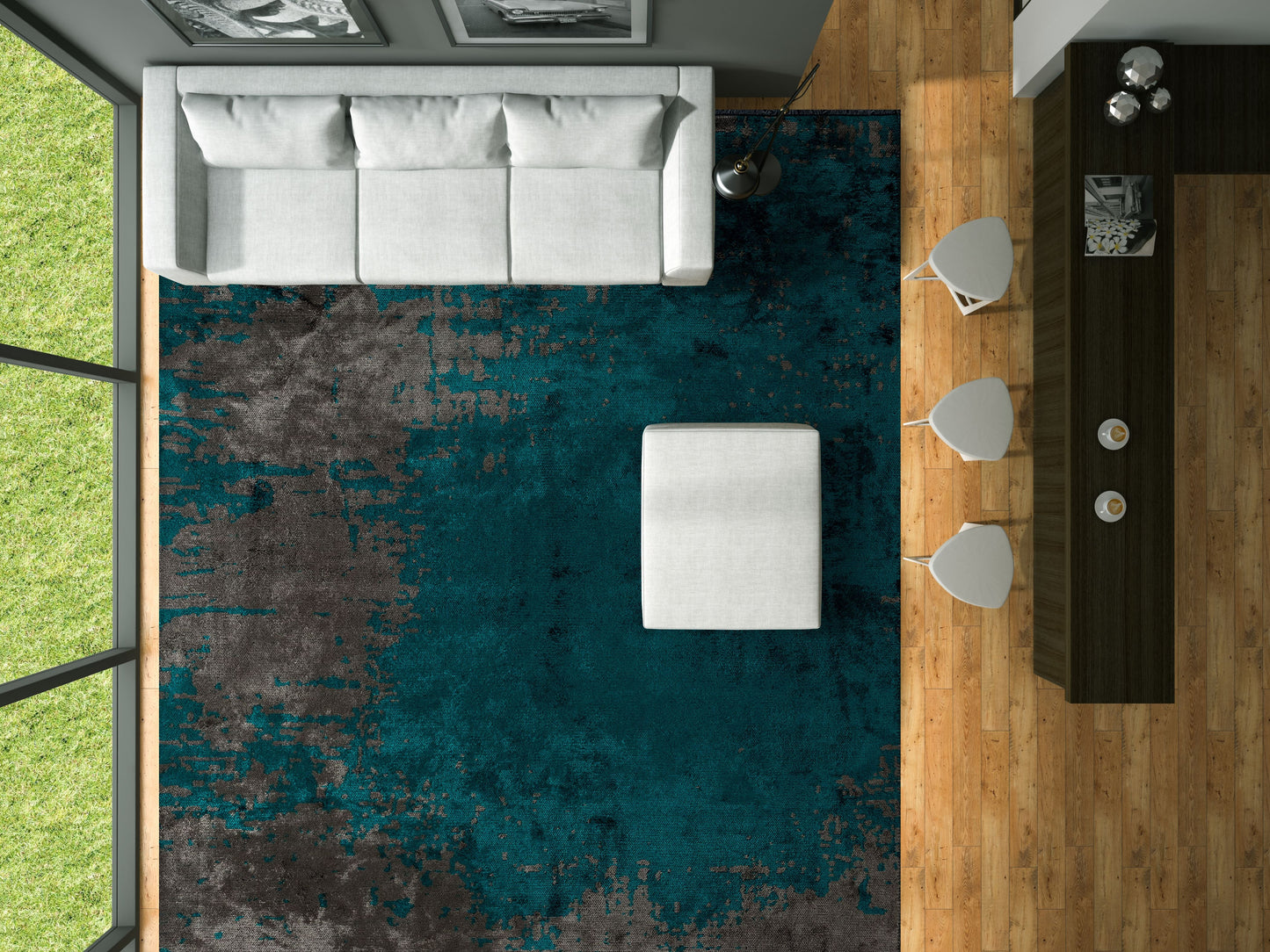 Paint Dark Turquoise - Anthracite Rug