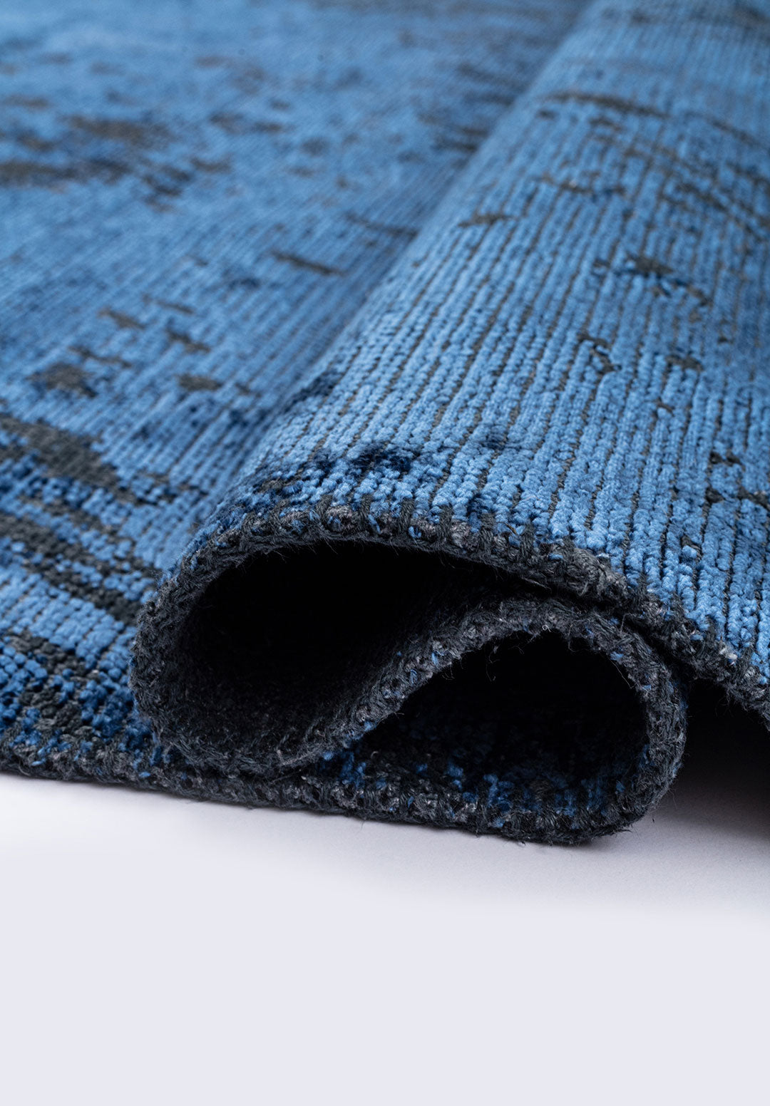 Rustic Navy Blue - Matte Black Rug