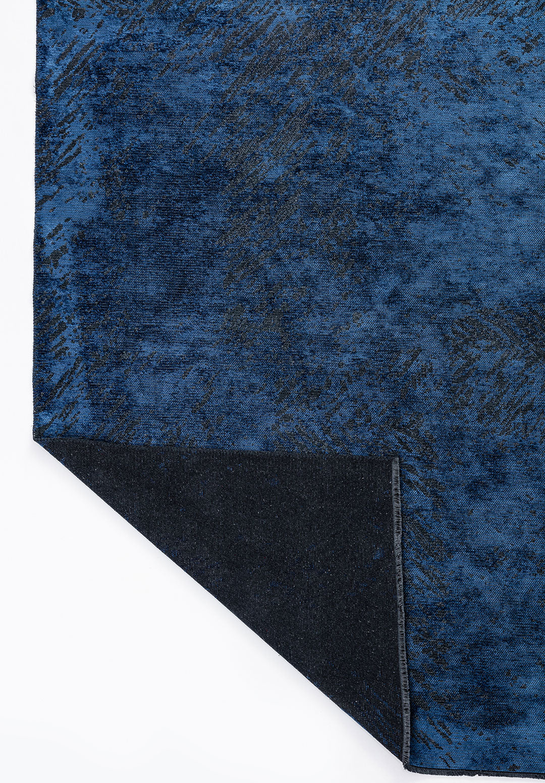 Rustic Navy Blue - Matte Black Rug