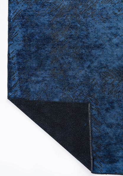 Rustic Navy Blue - Matte Black Rug