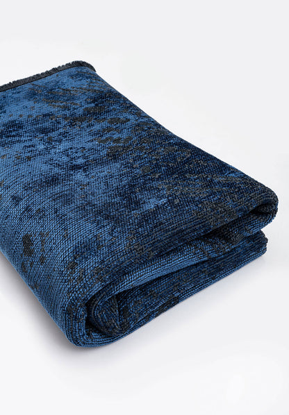 Rustic Navy Blue - Matte Black Rug