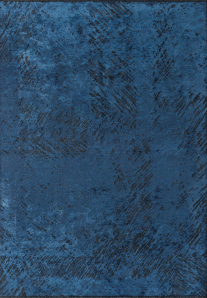 Rustic Navy Blue - Matte Black Rug