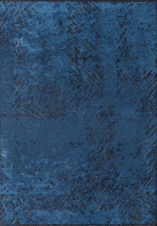 Rustic Navy Blue - Matte Black Rug