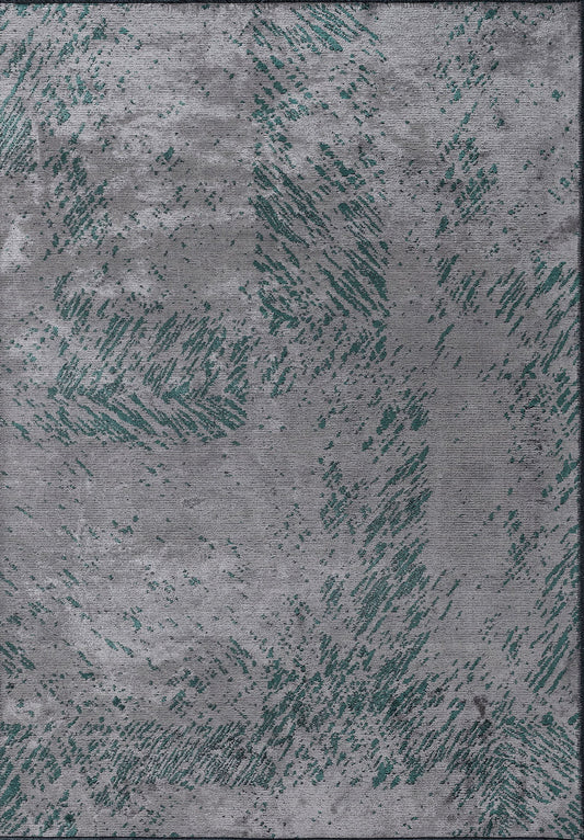 Rustic Grey - Dark Green Rug