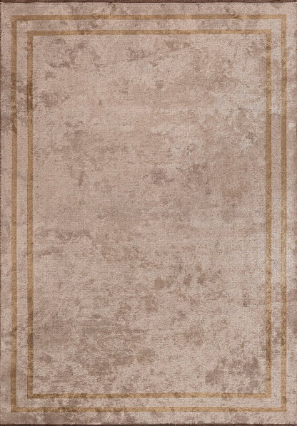 Parallel Border  Beige - Coffee Rug