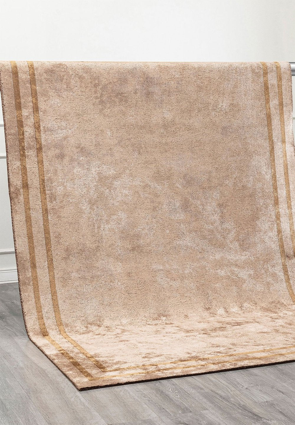 Parallel Border  Beige - Coffee Rug