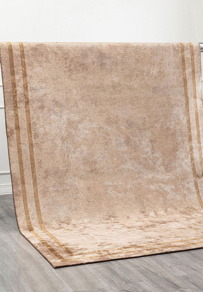 Parallel Border  Beige - Coffee Rug