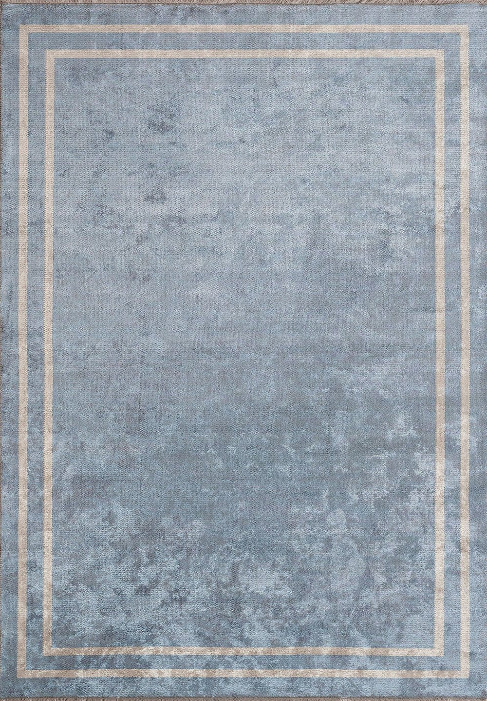 Parallel Border Blue - Beige Rug