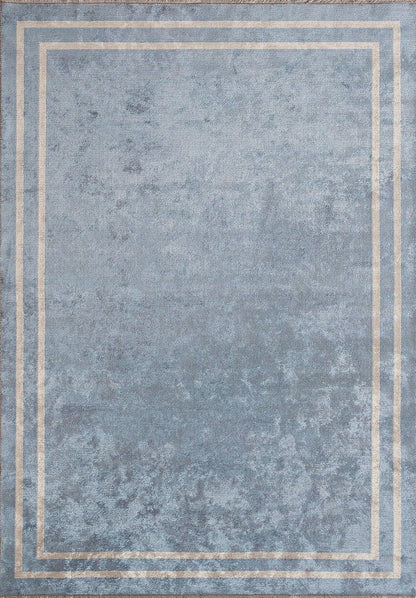 Parallel Border Blue - Beige Rug