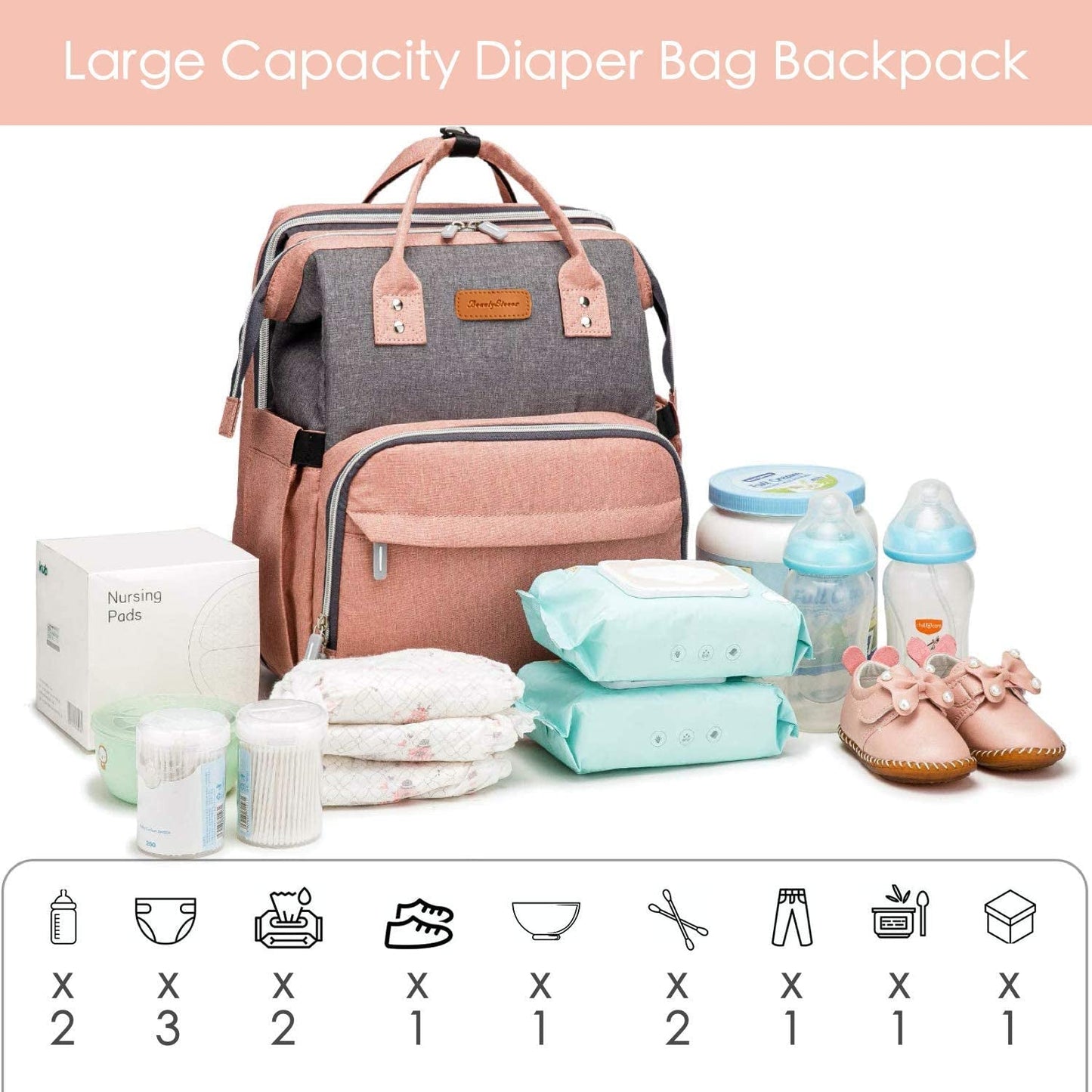 3 in 1 Diaper Bag Backpack with Changing Station, Baby Bags for Girls Boys, Newborn Baby Shower Gifts, Large Capacity Mommy Bag with USB Charging Port Baby Products Backpacks Diaper Bags Diapering