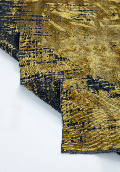 Space Yellow - Matte Black Rug