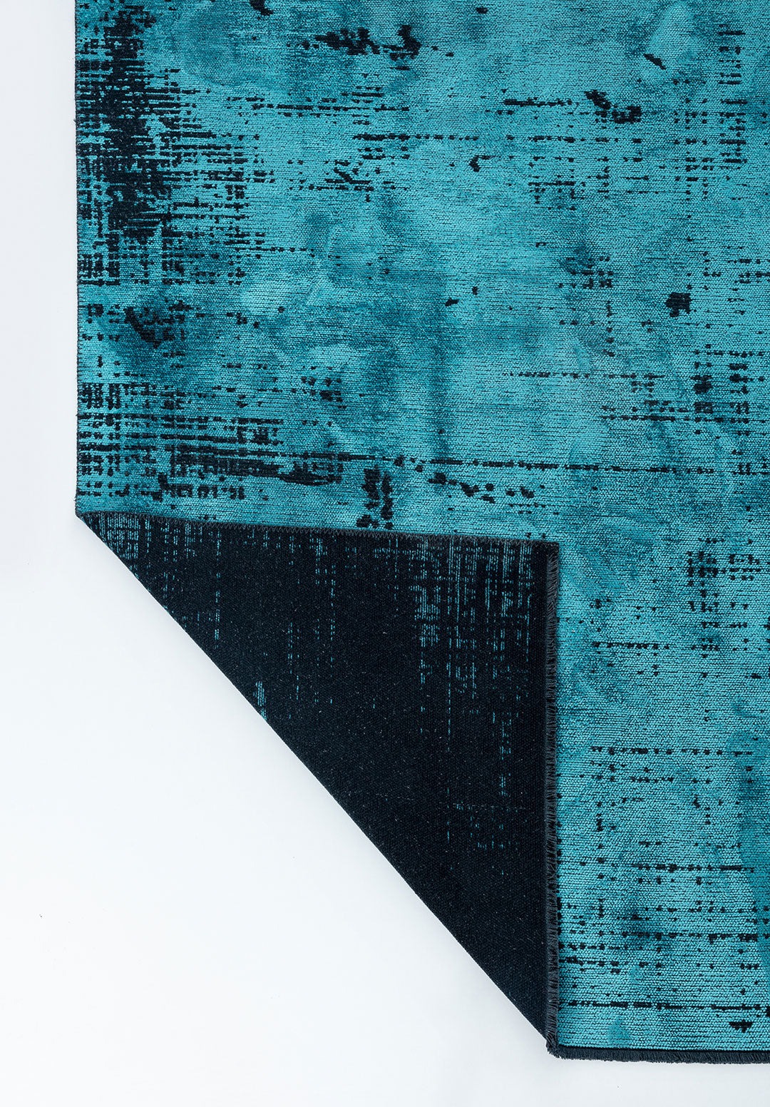 Space Turquoise - Matte Black Rug