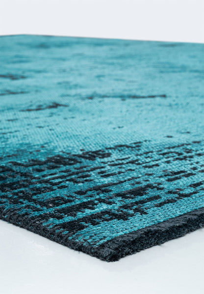 Space Turquoise - Matte Black Rug