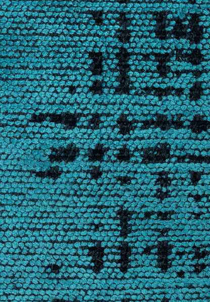 Space Turquoise - Matte Black Rug