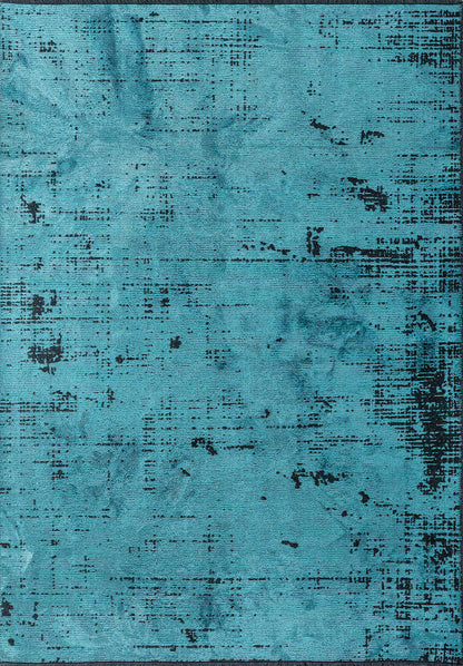 Space Turquoise - Matte Black Rug
