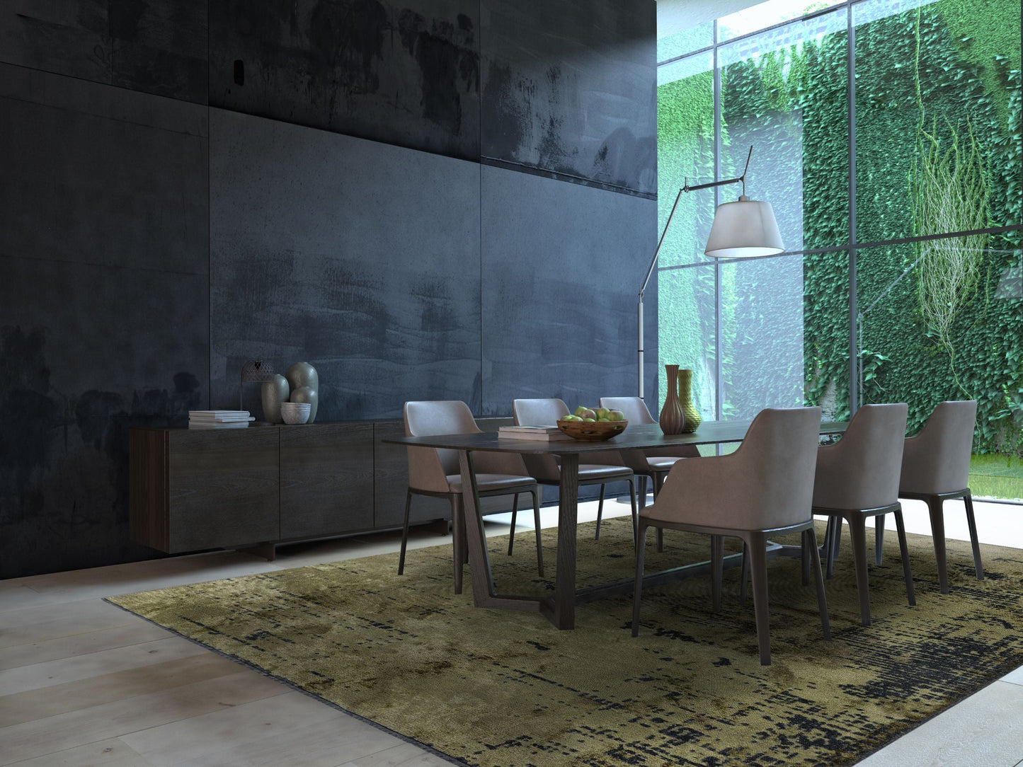 Space Green - Matte Black Rug