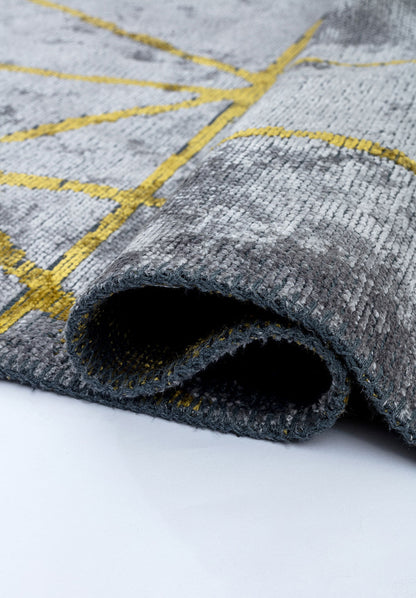 Grid Light Grey - Yellow Rug