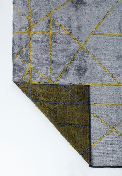 Grid Light Grey - Yellow Rug