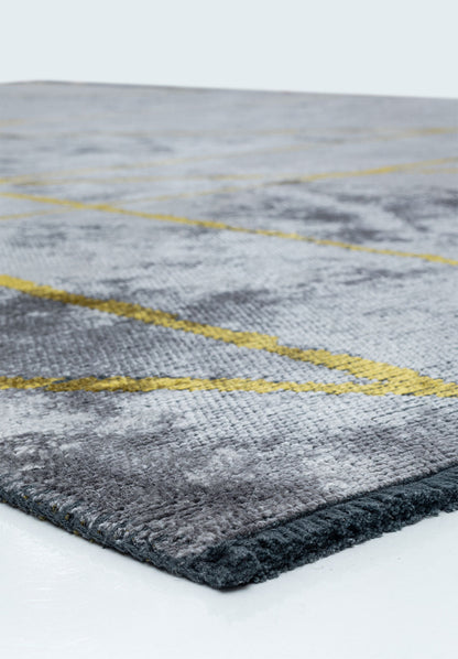 Grid Light Grey - Yellow Rug