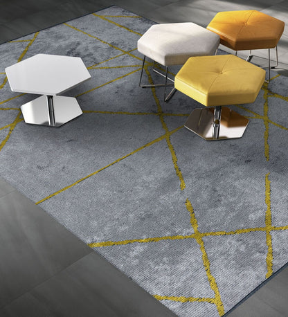 Grid Light Grey - Yellow Rug