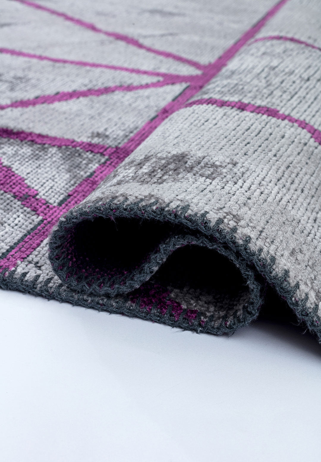 Grid Light Grey - Purple Rug
