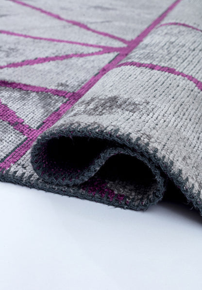 Grid Light Grey - Purple Rug