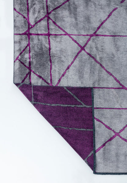 Grid Light Grey - Purple Rug