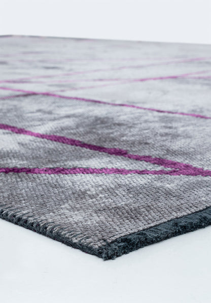 Grid Light Grey - Purple Rug