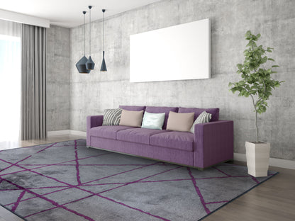 Grid Light Grey - Purple Rug