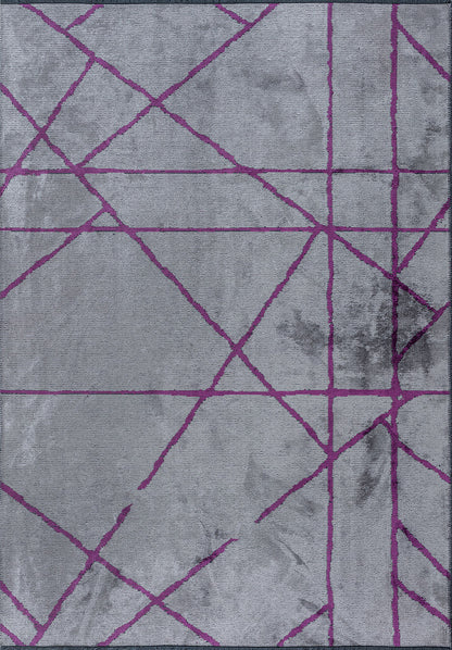 Grid Light Grey - Purple Rug