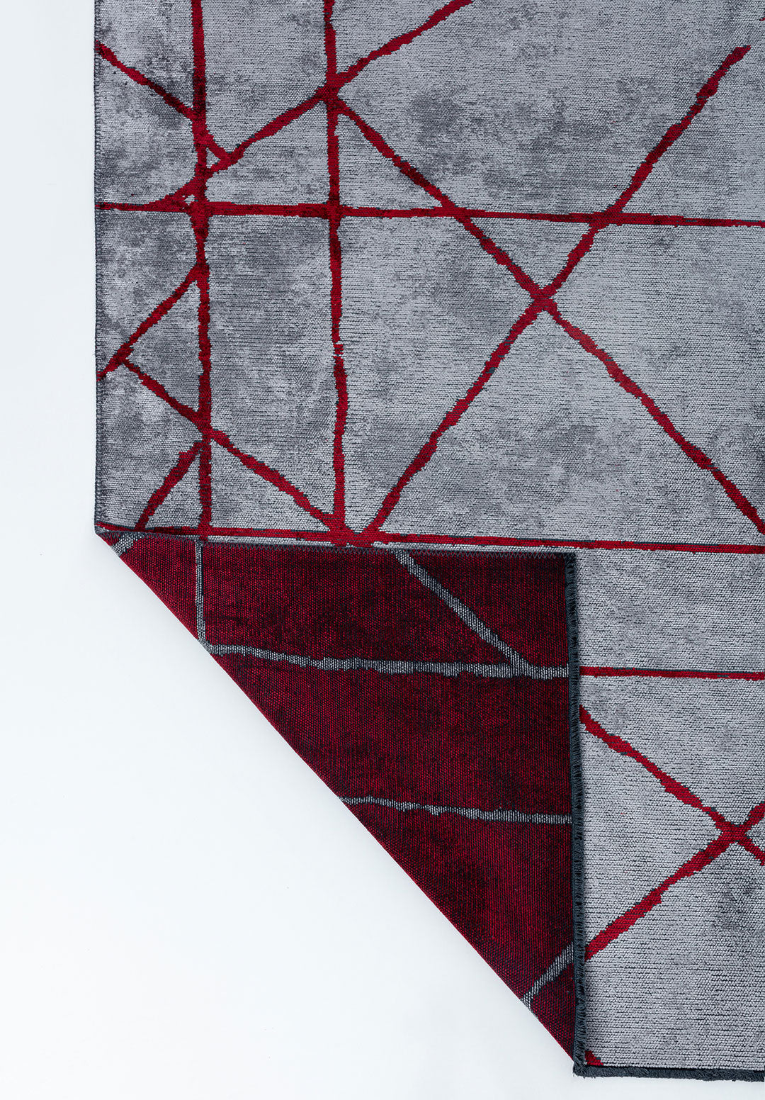 Grid Light Grey - Red Rug