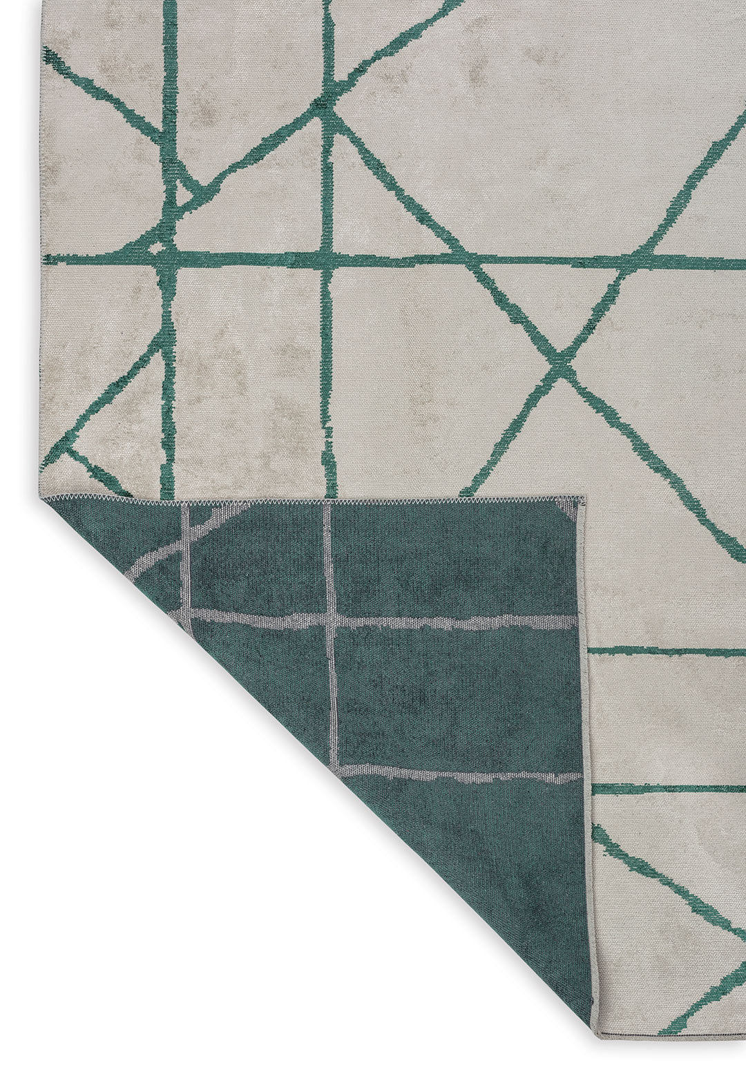 Grid White - Dark Green Rug