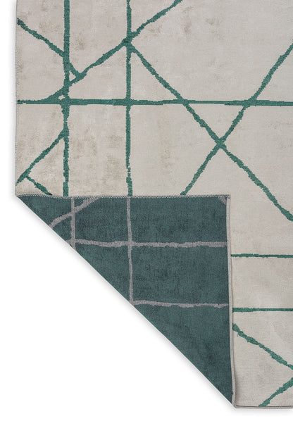 Grid White - Dark Green Rug