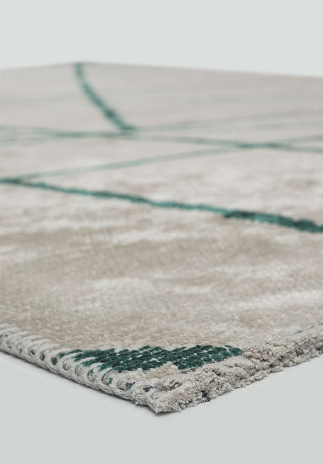 Grid White - Dark Green Rug
