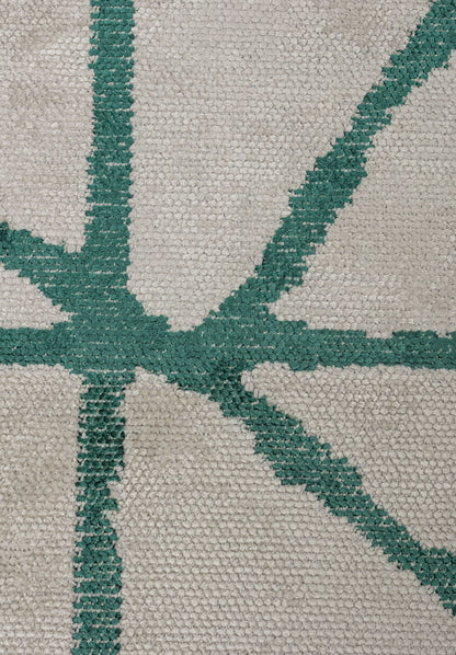 Grid White - Dark Green Rug