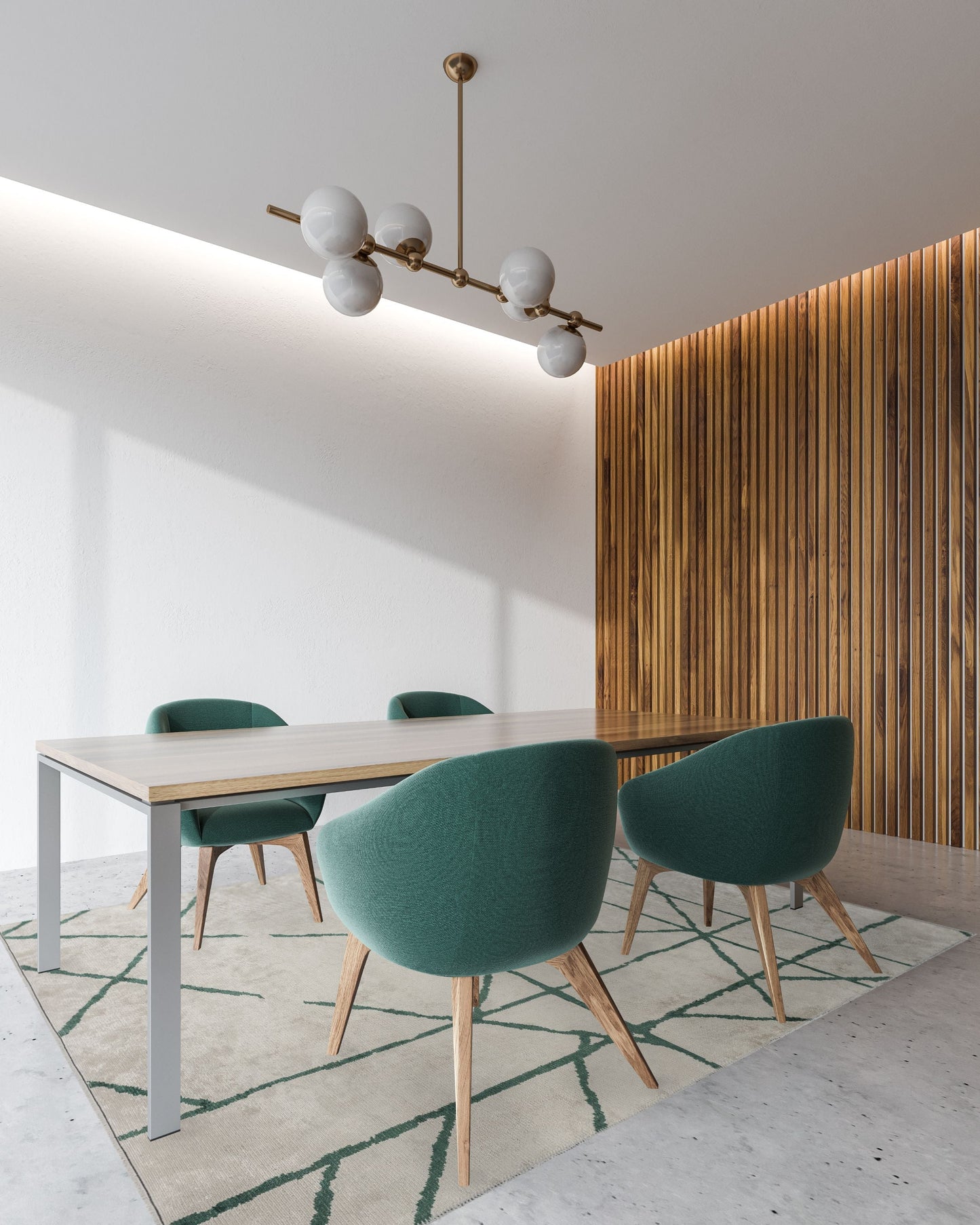 Grid White - Dark Green Rug