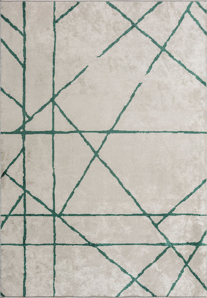 Grid White - Dark Green Rug