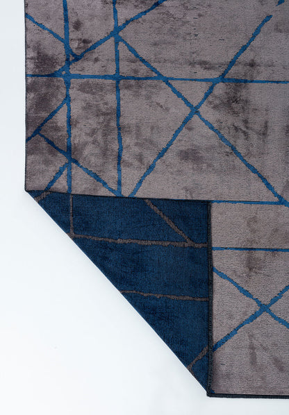 Grid Dark Grey - Navy Blue Rug