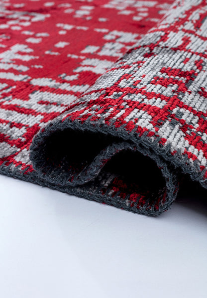 Pixel Red - Light Grey Rug