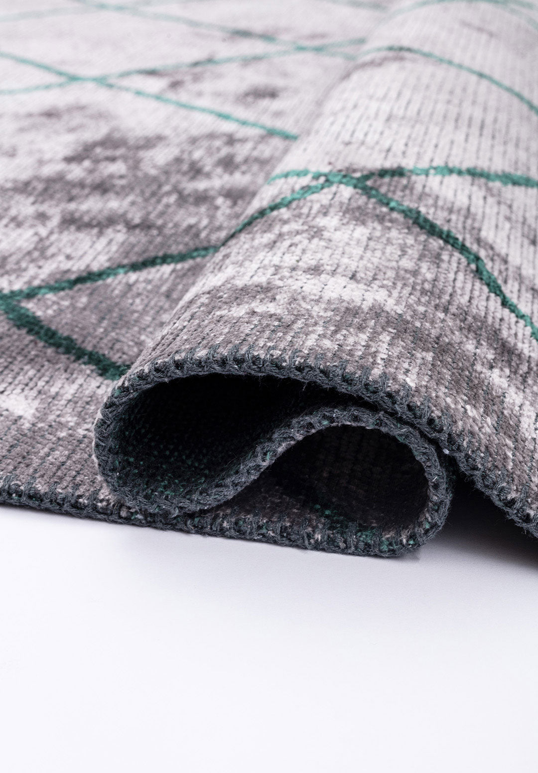 Moroccan Dark Green - Light Grey Rug