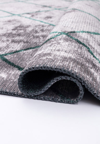 Moroccan Dark Green - Light Grey Rug