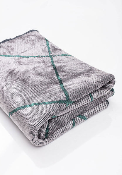 Moroccan Dark Green - Light Grey Rug