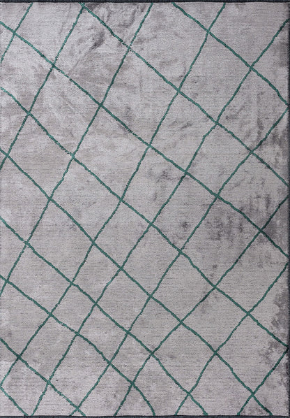 Moroccan Dark Green - Light Grey Rug