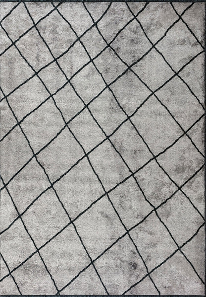 Moroccan Matte Black - Light Grey Rug