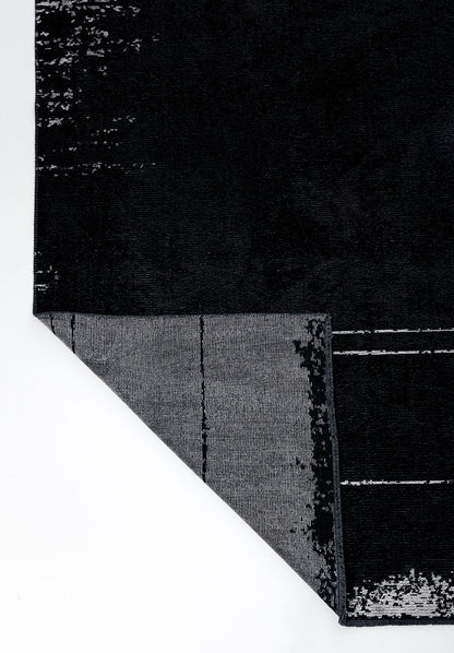 Barber Light Grey - Black Rug